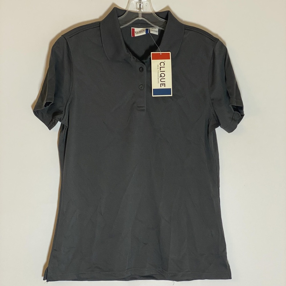 Clique Polo Top Womens Medium Gray‎ Performance Golf Short Sleeve Shirt Casual M